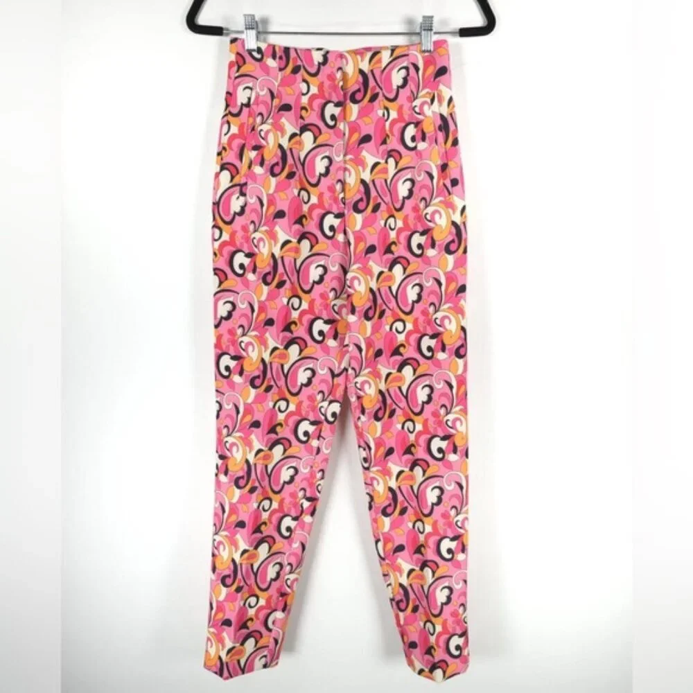 NWT ZARA‎ Paisley Floral Straight Leg High Waist Pants 1478/935 Size XS
